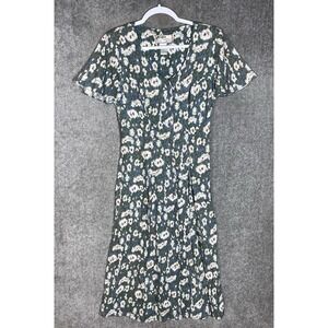 VTG California Gold Rush Prairie Dress Womens Size M Floral Rayon Cottagecore